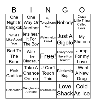 Misc. Hits Bingo Card
