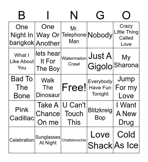 Misc. Hits Bingo Card