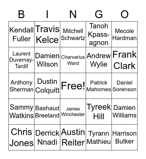 Chiefs! Bingo Card