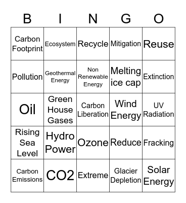 Climate Change Bingo! Bingo Card