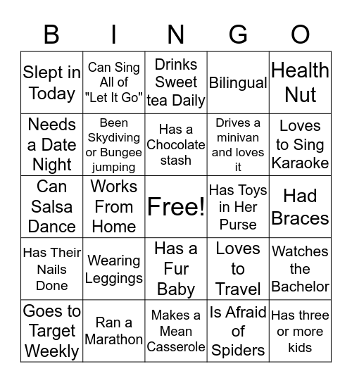 Find Your People Bingo Card