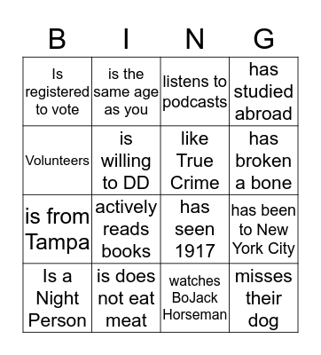 Find Someone Who... Bingo Card