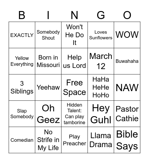 Cathie's Birthday Bingo Card
