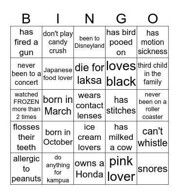 Pui's Connection 2020 Bingo Card