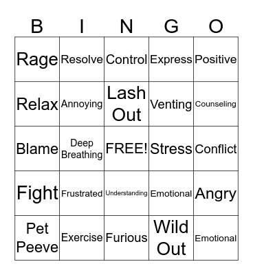 All About Anger Control  Bingo Card