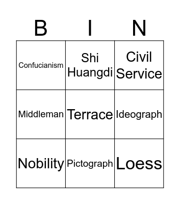China Bingo Card