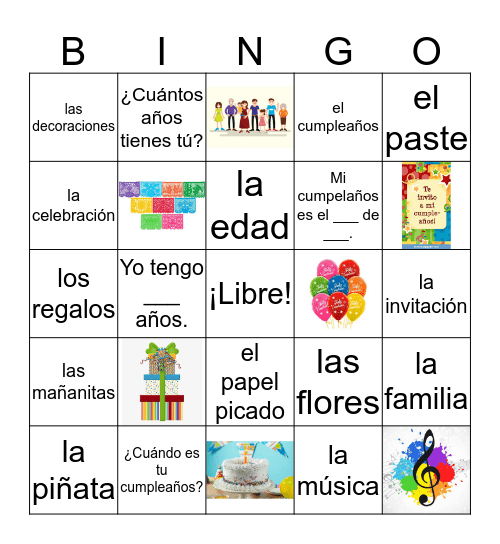 Un Cumpleaños Bingo Card