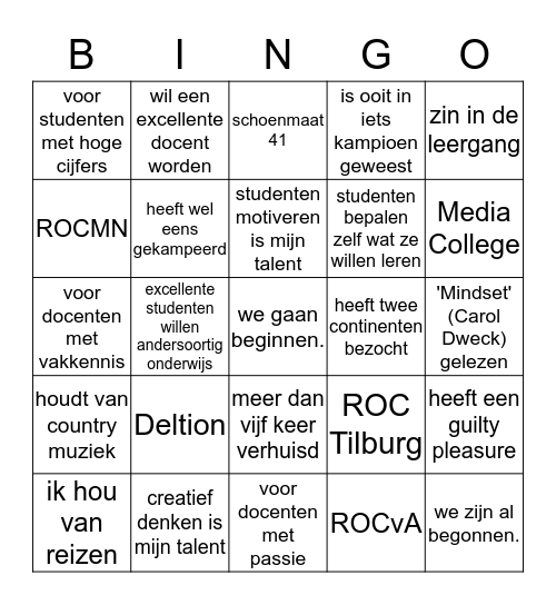 wij gaan de leergang doen! Bingo Card