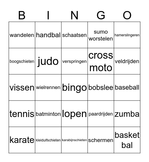 sport bingo Card