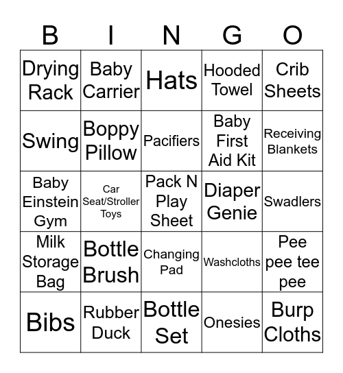 Baby Layden Bingo Card