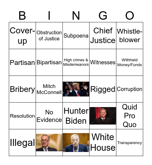 Impeachment Bingo Card