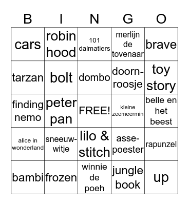 disney bingo Card