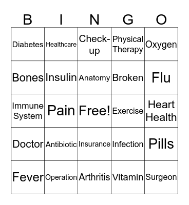 Medical Bingo Card