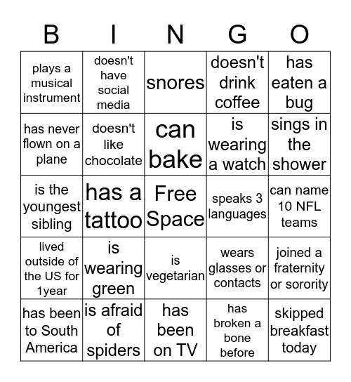 People Bingo Card