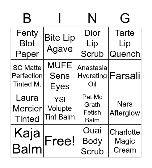 SPLASH  Bingo Card