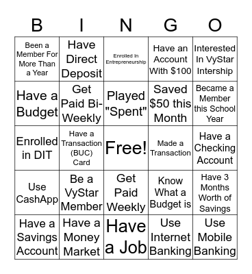 VyStar Bingo Card