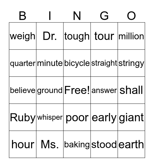 3rd Grade IRLA Bingo Card