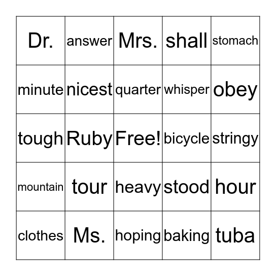 3rd Grade IRLA Bingo Card