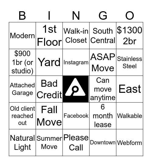 Lead Bingo Card
