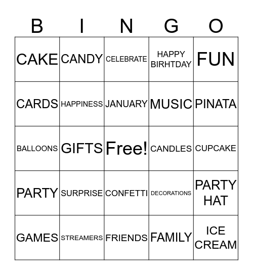 BIRTHDAY BINGO Card