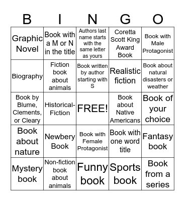 ACCELERATED READER BINGO Card