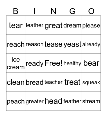 EA (3 sounds) BINGO  Bingo Card