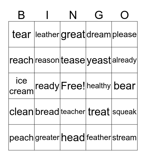 EA (3 sounds) BINGO  Bingo Card