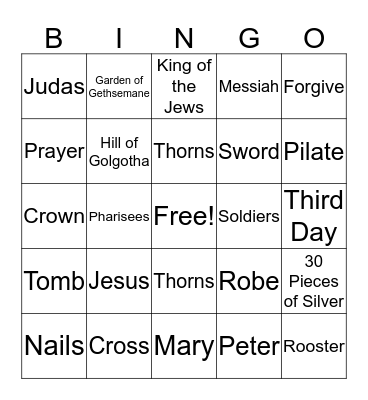 Crucifixion  Bingo Card