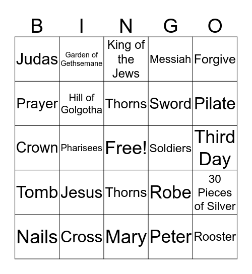 Crucifixion  Bingo Card