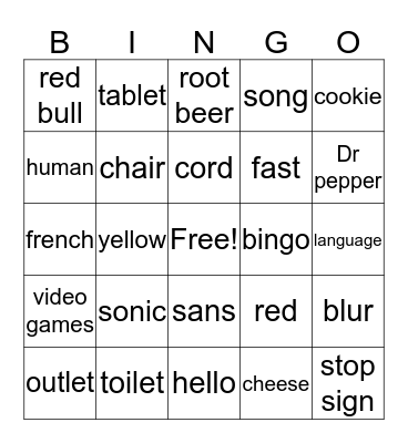 Random Things Bingo Card