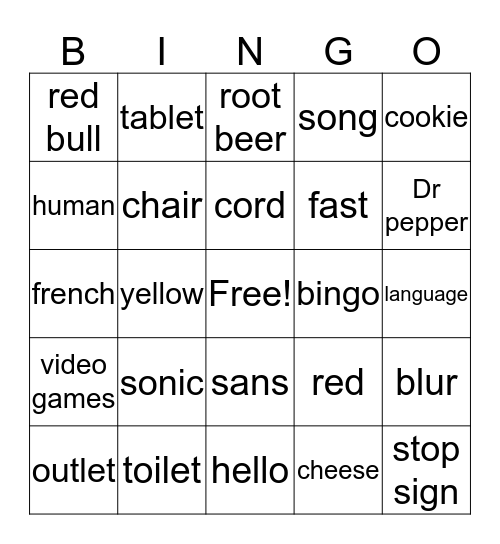 Random Things Bingo Card