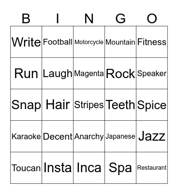 Bolivar Bingo Card