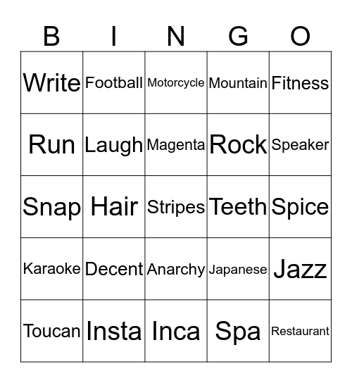 Bolivar Bingo Card