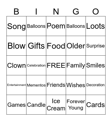 Birthday Bingo Card
