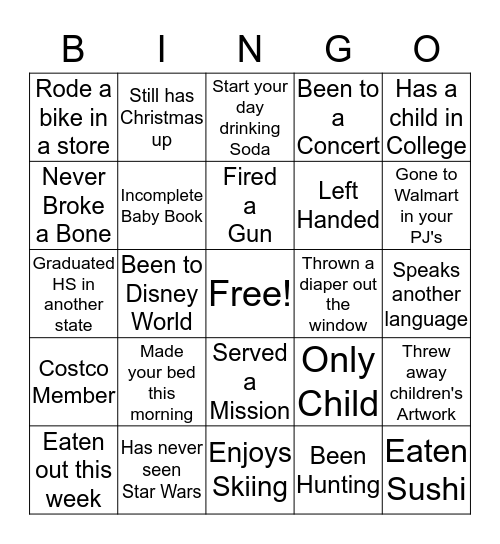 RELIEF  SOCIETY Bingo Card