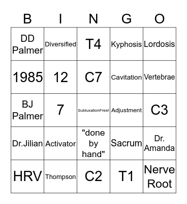 CHIROPRACTIC Bingo Card