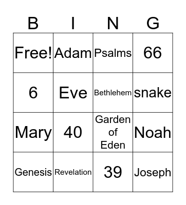 Bible Trivia Bingo Card