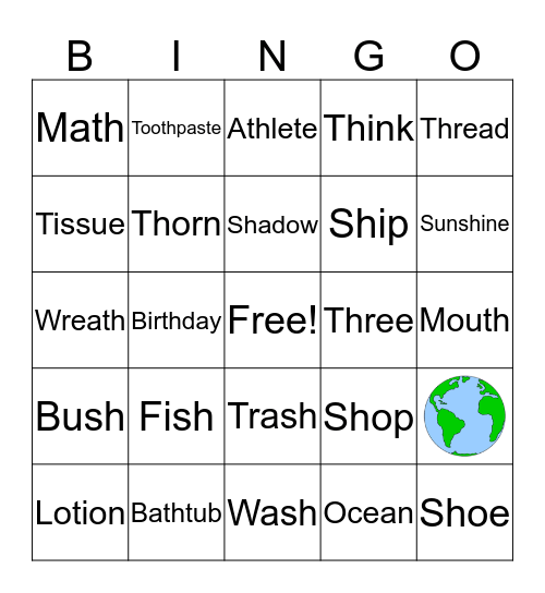 /ʃ/ and /θ/ Bingo  Bingo Card