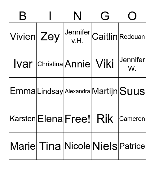 ESN Breda Human Bingo Card