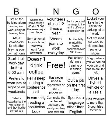 Human Bingo Card