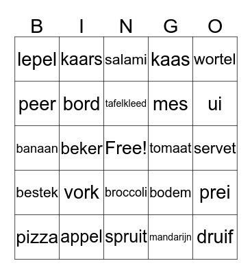 Kookbingo Card