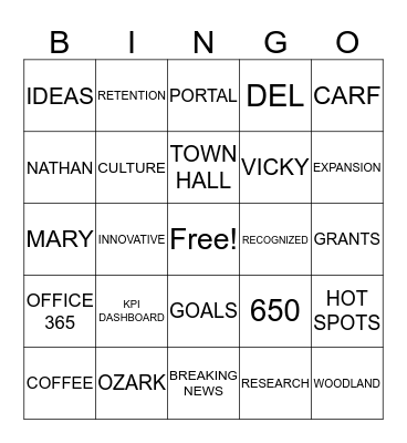 Ozark Center Town Hall Bingo Card