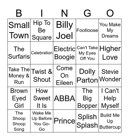 Oldies But Goodies Bingo Card