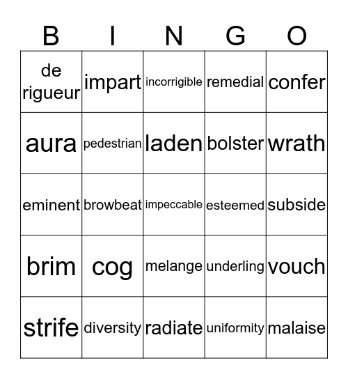 WordMasters #2 Bingo Card