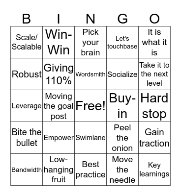 BBB (Bulls@*t Buzzword Bingo) Bingo Card