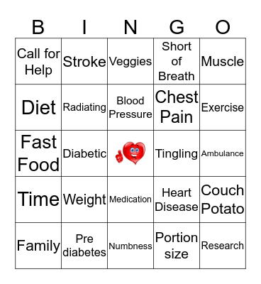 Heart Health BINGO Card