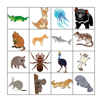 Animals of Australia Bingo Card