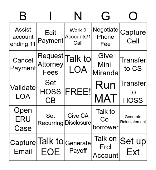 MAU Bingo Card