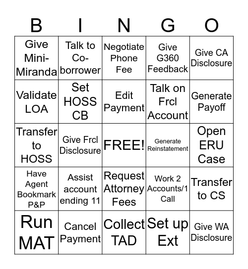 MAU Bingo Card