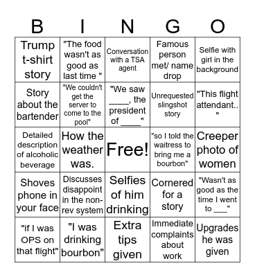 "back from vacation" Bingo Card